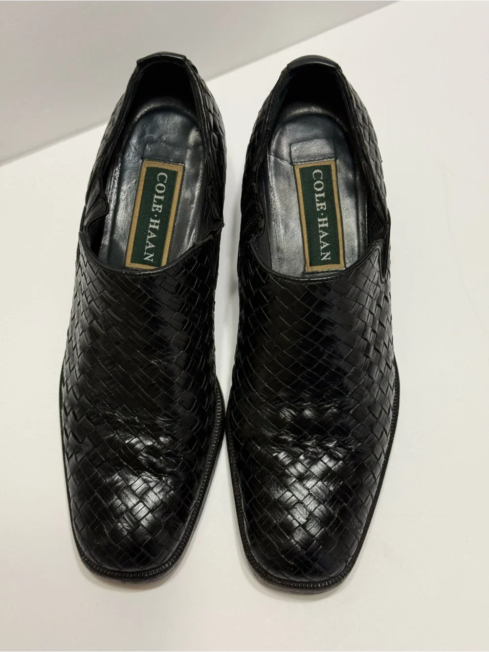 Cole Haan Black Woven Leather Slip-On Dress Shoes Women's Sz 7.5 B